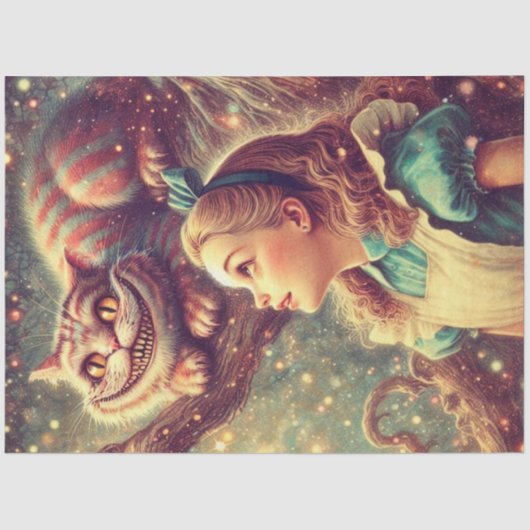 Cheshire Cat Alice Classic Illustration Decoupage Tissuepapier (Voorkant)