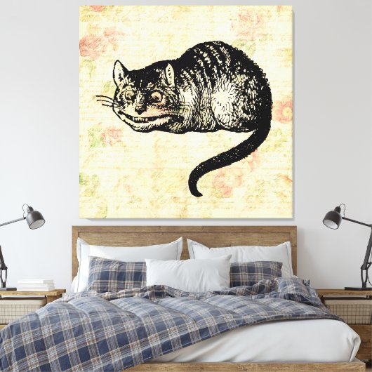 Cheshire Cat Alice in Wonderland Art Illustratie Canvas Afdruk (Insitu (Slaapkamer))