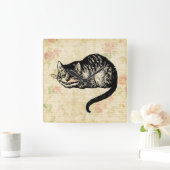 Cheshire Cat Alice in Wonderland Art Illustratie Vierkante Klok (Huis)