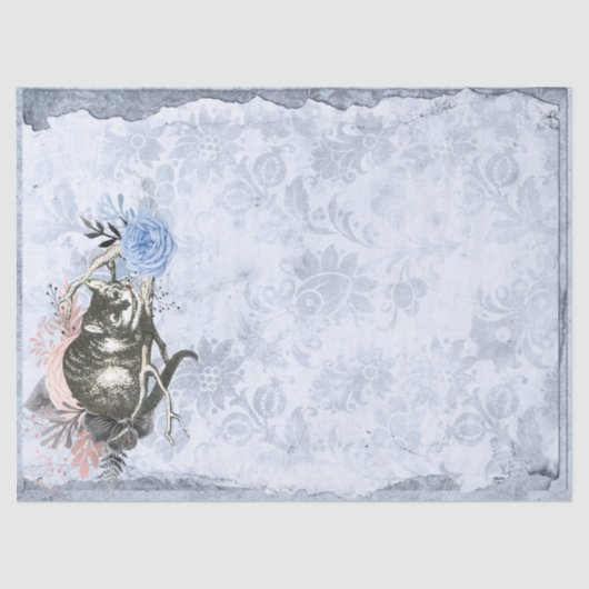 Cheshire Cat Alice in Wonderland Blue Decoupage Tissuepapier (Voorkant)