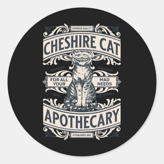 Cheshire Cat - Alice in Wonderland  Book de de Ronde Sticker (Voorkant)