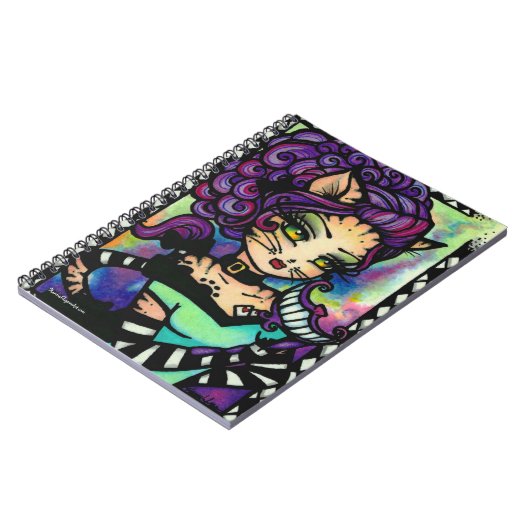 Cheshire Cat Alice in Wonderland Girl Fantasy Notitieboek (Linkerzijde)