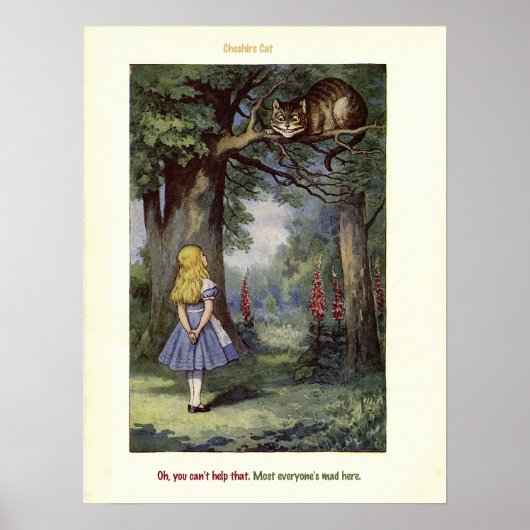 Cheshire CAT Alice in Wonderland print (Voorkant)