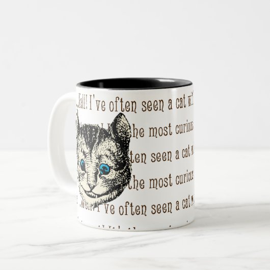 Cheshire Cat -  Alice in Wonderland Tweekleurige Koffiemok (Voorkant links)