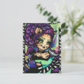 Cheshire Cat Alice Smoke Fairy Fantasy Art Girl Briefkaart (Staand voorkant)