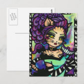 Cheshire Cat Alice Smoke Fairy Fantasy Art Girl Briefkaart (Voorkant / Achterkant)