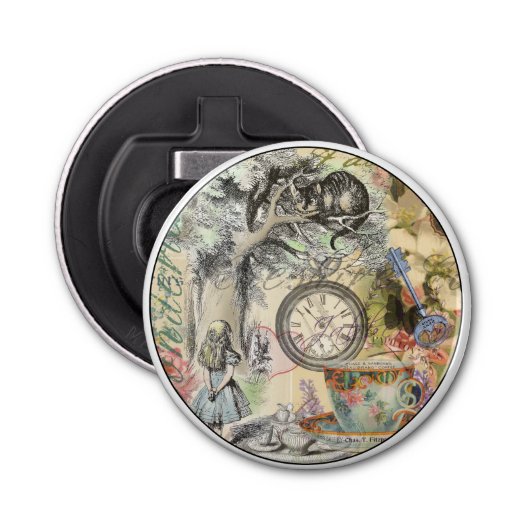 Cheshire Cat Alice Wonderland Button Flesopener (Voorkant)