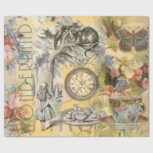 Cheshire Cat Alice Wonderland Cadeaupapier (Vlak)