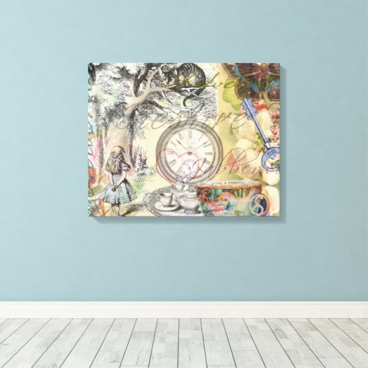 Cheshire Cat Alice Wonderland Canvas Afdruk (Insitu (Houten vloer))