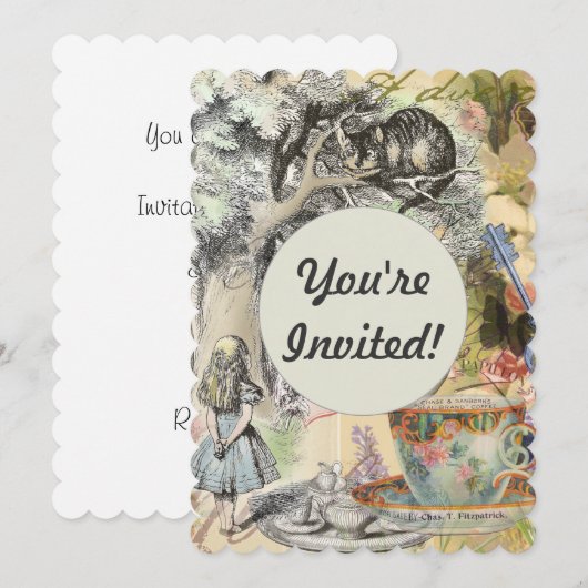 Cheshire Cat Alice Wonderland Kaart (Voorkant / Achterkant)