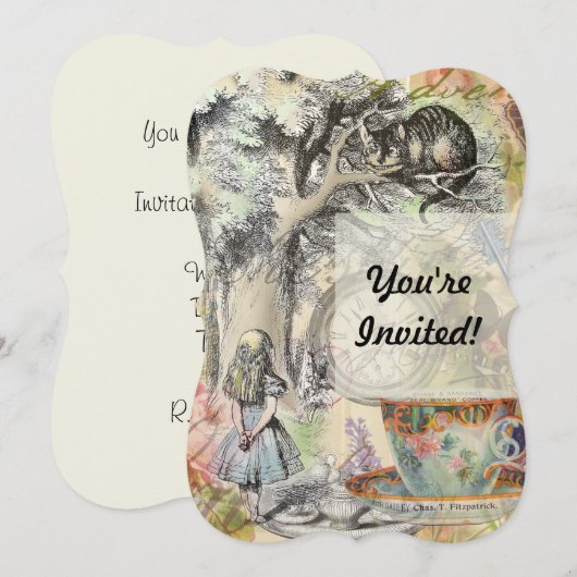 Cheshire Cat Alice Wonderland Kaart (Voorkant / Achterkant)