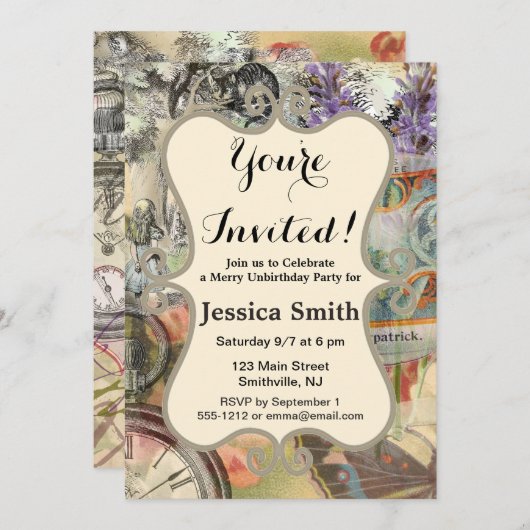 Cheshire Cat Alice Wonderland Kaart (Voorkant / Achterkant)