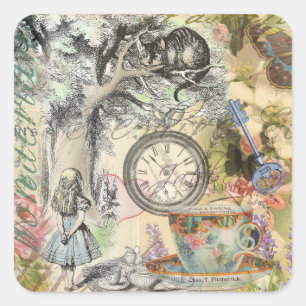 Cheshire Cat Alice Wonderland Klassieker Vierkante Sticker