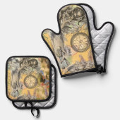 Cheshire Cat Alice Wonderland Ovenwant & Pannenlap Set (Voorkant / Achterkant)