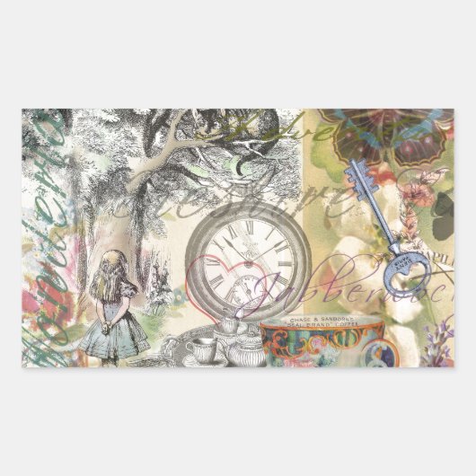 Cheshire Cat Alice Wonderland Rechthoekige Sticker (Voorkant)
