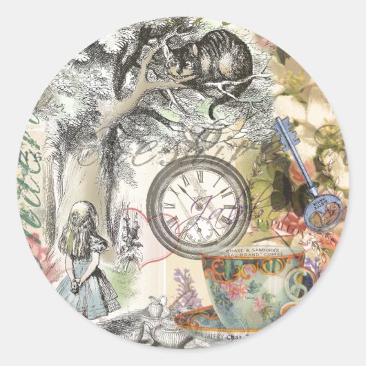 Cheshire Cat Alice Wonderland Ronde Sticker (Voorkant)