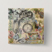 Cheshire Cat Alice Wonderland Vierkante Button 5,1 Cm (Voorkant)