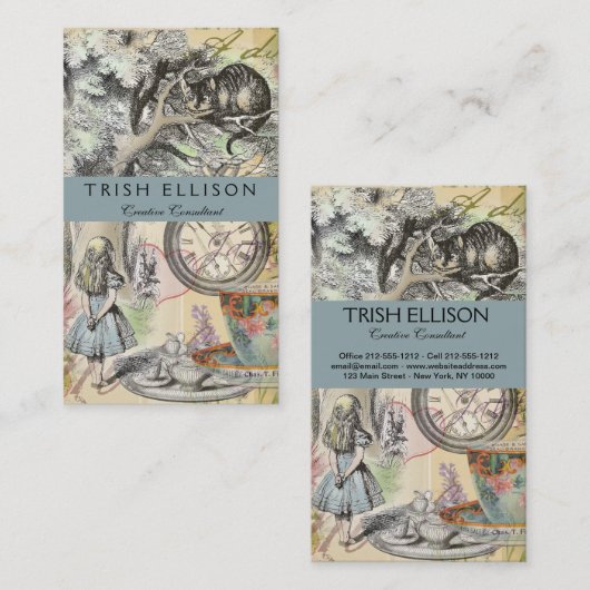 Cheshire Cat Alice Wonderland Visitekaartje (Voorkant / Achterkant)