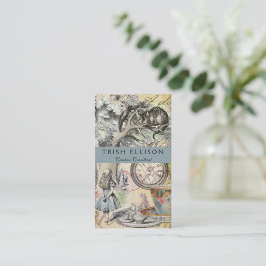 Cheshire Cat Alice Wonderland Visitekaartje (Staand voorkant)