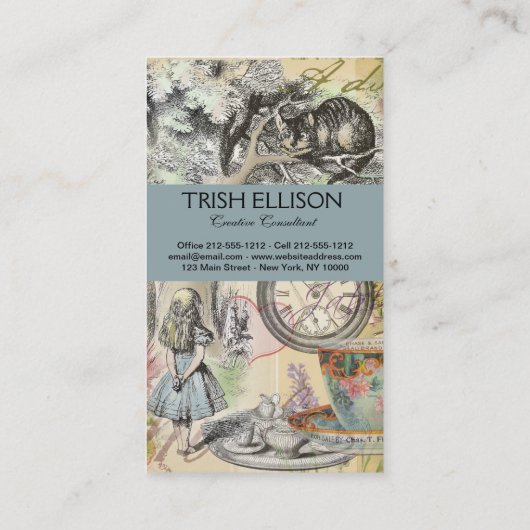 Cheshire Cat Alice Wonderland Visitekaartje (Achterkant)