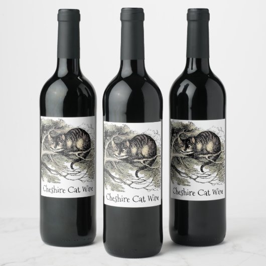 Cheshire Cat Alice Wonderland Wijn Etiket (Flessen)