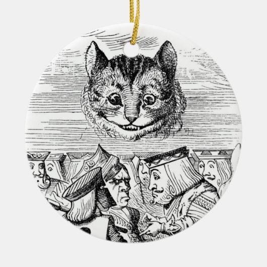 Cheshire Cat Boven de koningin Keramisch Ornament (Voorkant)