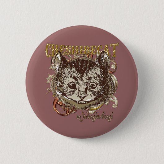 Cheshire Cat Carnivale Style (Gold Version) Ronde Button 5,7 Cm (Voorkant)