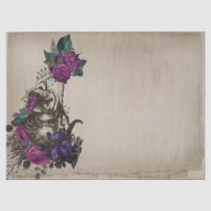 Cheshire Cat en Paarse Floral Alice in Wonderland Tissuepapier