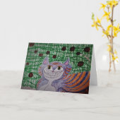 "Cheshire Cat" - Gefeliciteerd Kaart (Gele Bloem)