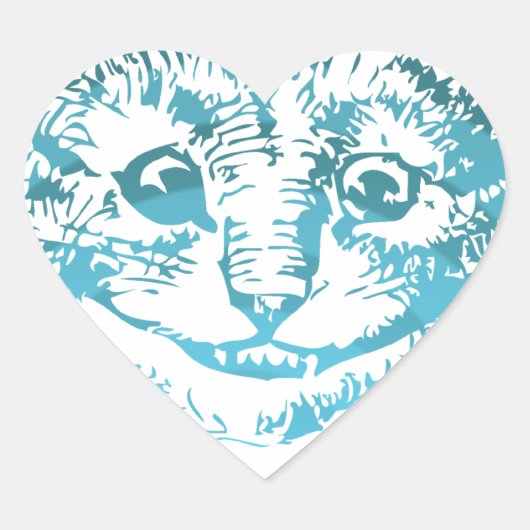 Cheshire Cat Gestreept Blauw Hart Sticker (Voorkant)