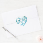 Cheshire Cat Gestreept Blauw Hart Sticker (Envelop)