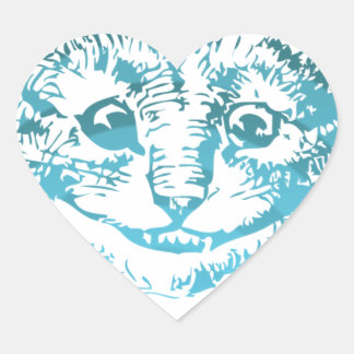 Cheshire Cat Gestreept Blauw Hart Sticker