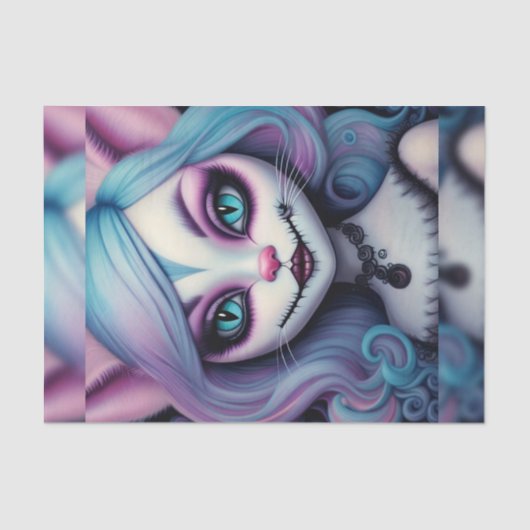 Cheshire Cat Girl Wonderland Decoupage Papier (Voorkant)