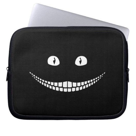 Cheshire Cat Grin Black Electronics Bag Laptop Sleeve (Voorkant)