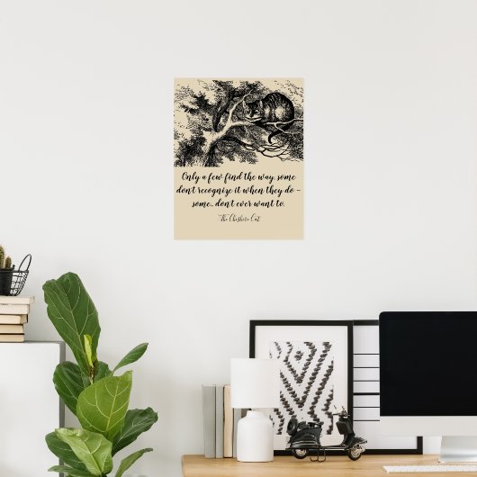  Cheshire Cat Illustration and Quote Poster (Thuiskantoor)