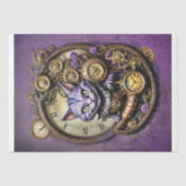 Cheshire Cat in Paarse Steampunk stijl Decoupage Tissuepapier (Voorkant)