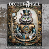 Cheshire Cat in Steampunk Wonderland Decoupage Tissuepapier