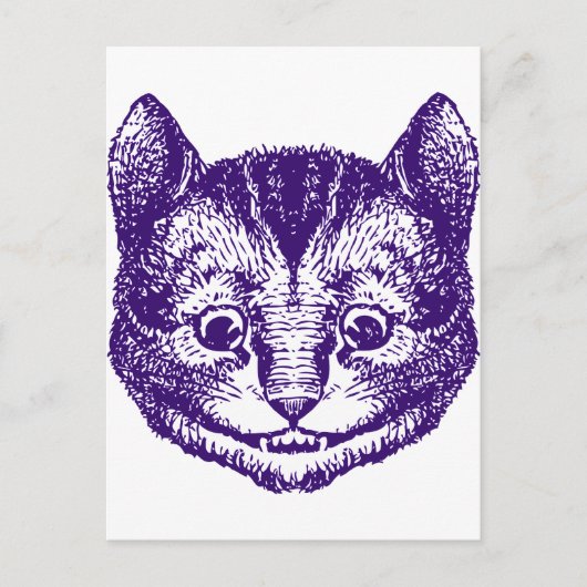 Cheshire Cat Inked Paars Briefkaart (Voorkant)