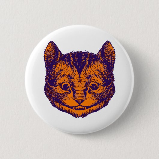 Cheshire Cat Inked Paars Sinaasappel Ronde Button 5,7 Cm (Voorkant)