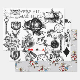 Cheshire Cat klassieke alice in wonderland gek Inpakpapier Vel