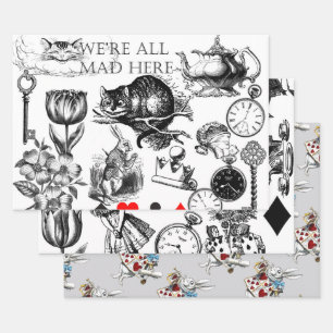 Cheshire Cat klassieke alice in wonderland gek Inpakpapier Vel