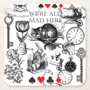 Cheshire Cat klassieke alice in wonderland gek Kartonnen Onderzetters