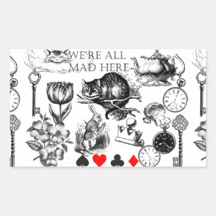 Cheshire Cat klassieke alice in wonderland gek Rechthoekige Sticker