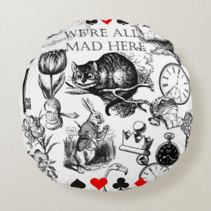 Cheshire Cat klassieke alice in wonderland gek Rond Kussen