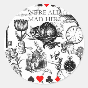 Cheshire Cat klassieke alice in wonderland gek Ronde Sticker