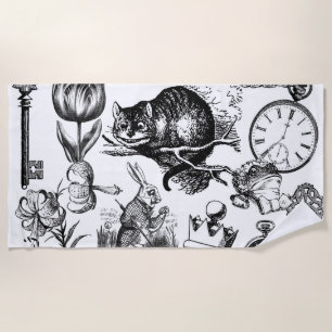 Cheshire Cat klassieke alice in wonderland gek Strandlaken