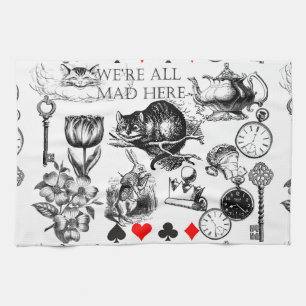 Cheshire Cat klassieke alice in wonderland gek Theedoek
