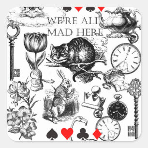 Cheshire Cat klassieke alice in wonderland gek Vierkante Sticker