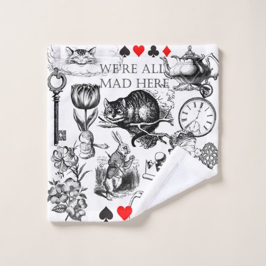 Cheshire Cat klassieker Alice in wonderland gek Bad Handdoek (Wasdoekje)