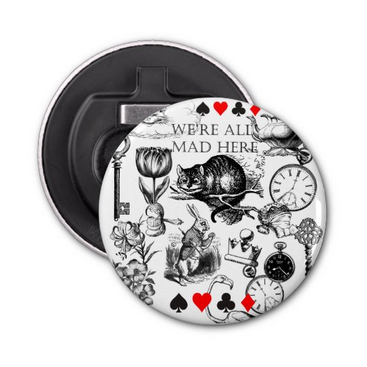 Cheshire Cat klassieker Alice in wonderland gek Button Flesopener (Voorkant)